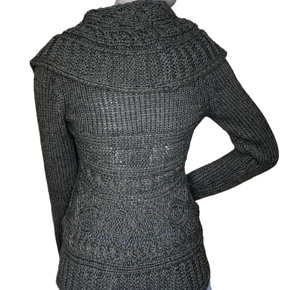 Twenty One Chunky Sweater Gray Satin Ribbon Side Tie Size S - Picture 4 of 9